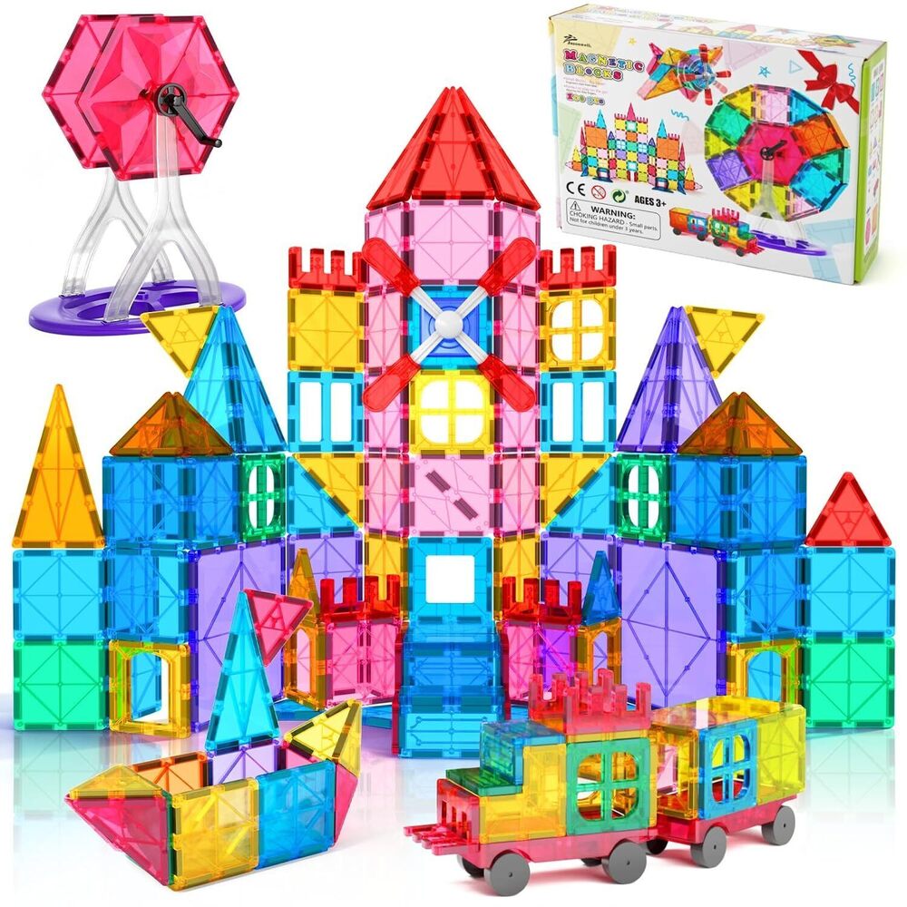 100pcs Magnetic Tiles Building Blocks Set for Boys Girls Preschool